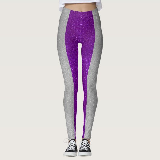 Flag für den asexuellen Gay Pride des lila Schwarz Leggings (Vorderseite)