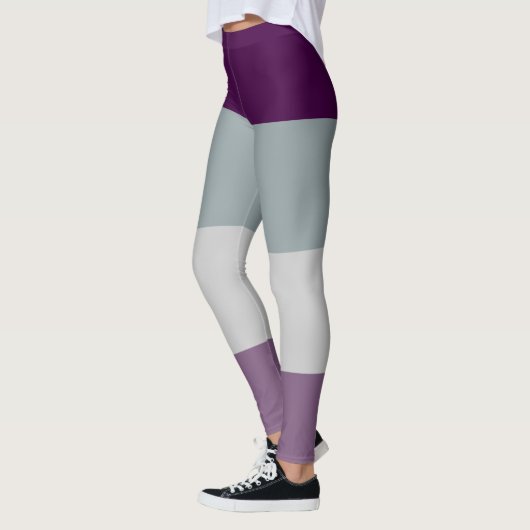Flag für den asexuellen Stolz Lila, grau gestreift Leggings (Links)
