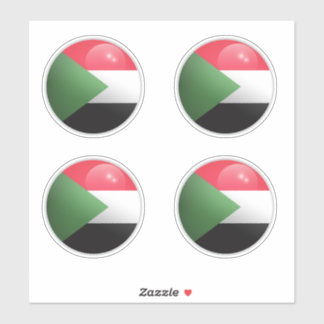 Flag für den Sudan Glossy Circle Aufkleber
