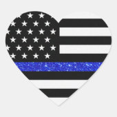 Flag für Glitzer der Thin Blue Line Herz-Aufkleber (Vorderseite)