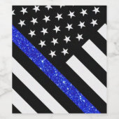 Flag für Glitzer der Thin Blue Line Weinetikett (Einzelnes Label)
