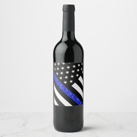 Flag für Glitzer der Thin Blue Line Weinetikett (Vorderseite)