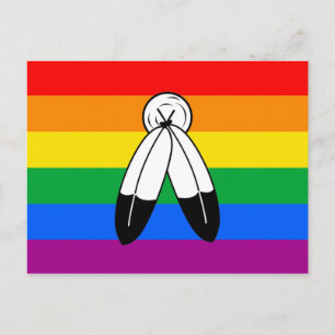 Flag für LGBTQ+-Markenbezeichnungen mit zwei Geist Postkarte