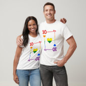 Flag für LGBTQ mit 10 Karten 10 Herz T-Shirt (Unisex)
