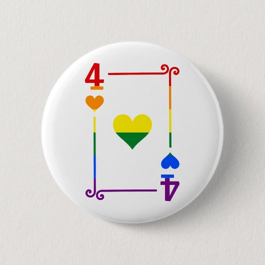 Flag für LGBTQ mit vier Karten vier Herz Button (Vorderseite)
