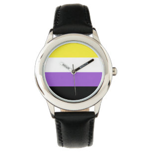 Flag für nicht binäre Prippen Armbanduhr