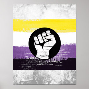 Flag für nichtbinäre gestrichene Proteste Poster