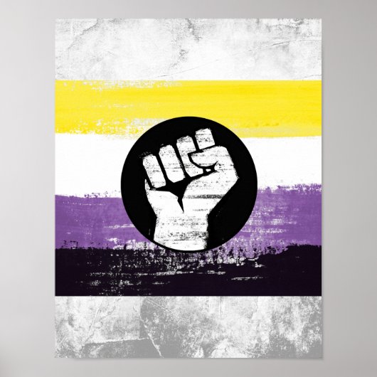Flag für nichtbinäre gestrichene Proteste Poster (Vorne)