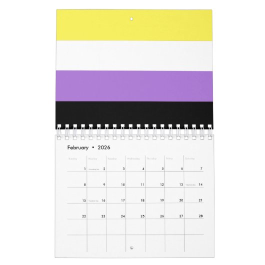 Flag für nichtbinäre Pride Kalender (Feb 2026)