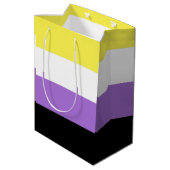 Flag für nichtbinäre Pride Mittlere Geschenktüte (Rückseite Schrägansicht)