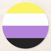 Flag für nichtbinäre Pride Runder Pappuntersetzer (Vorderseite)