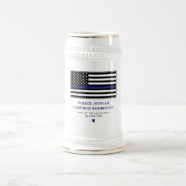 Flag für Polizeibeamte der personalisierten blauen Bierglas