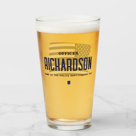 Flag für Polizeibeamte der personalisierten blauen Glas (Vorne (Gefüllt))