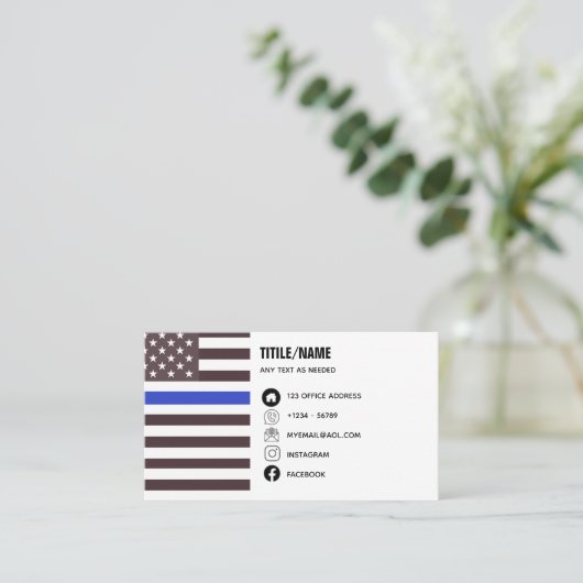 Flag für Polizeibeamte der "Thin Blue Line" Visitenkarte (Stehend Vorderseite)