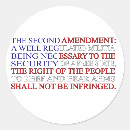 Flag für zweite Änderung Runder Aufkleber (Vorderseite)