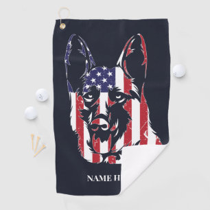 Flag German Shepherd USA Golfhandtuch