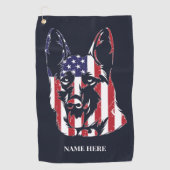 Flag German Shepherd USA Golfhandtuch (Vorderseite)