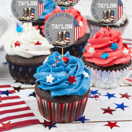 Flag-GRAY für Militärstiefel, die das Party abholt Runder Aufkleber