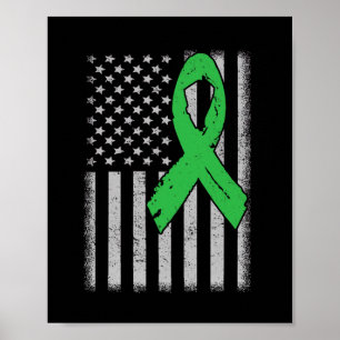 Flag Green Family Ribbon Nierenerkrankung Bewussts Poster
