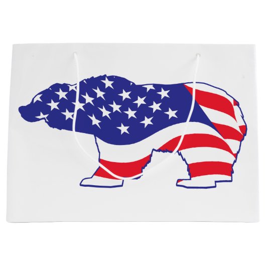 Flag Grizzly Bear USA Große Geschenktüte (Vorderseite)