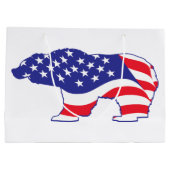 Flag Grizzly Bear USA Große Geschenktüte (Rückseite)