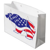 Flag Grizzly Bear USA Große Geschenktüte (Rückseite Schrägansicht)