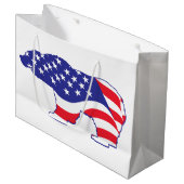Flag Grizzly Bear USA Große Geschenktüte (Vorderseite Schrägansicht)