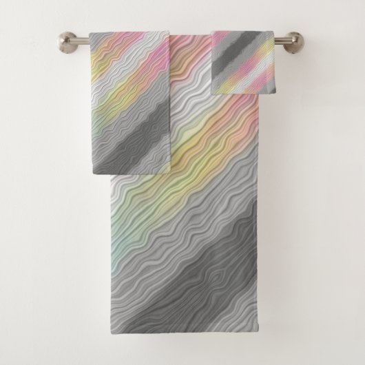 Flag Groovy Boho Trippy Abstrakt Demifluid Pride Badhandtuch Set (Insitu)