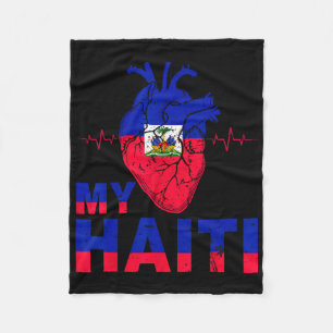 Flag Haitianischer Tag Vintage Liebe Herz Haiti Er Fleecedecke