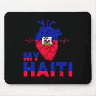 Flag Haitianischer Tag Vintage Liebe Herzstück Hai Mousepad