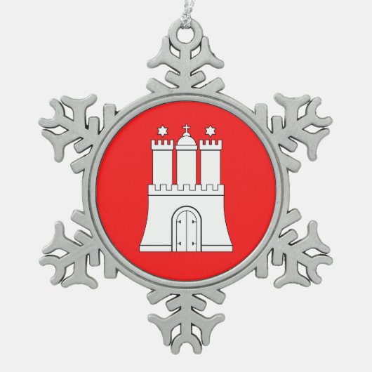 Flag Hamburg Snowflake Pewter Weihnachtsnamen Schneeflocken Zinn-Ornament (Vorderseite)