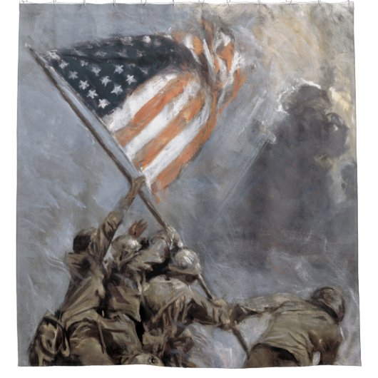 Flag-Heben auf dem Suribachi-Berg, Iwo Jima, 1945 Duschvorhang (Vorderseite)