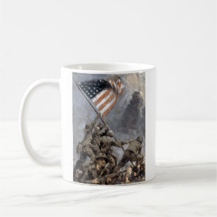 Flag-Heben auf dem Suribachi-Berg, Iwo Jima, 1945 Kaffeetasse