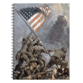 Flag-Heben auf dem Suribachi-Berg, Iwo Jima, 1945 Notizblock