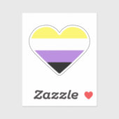 Flag-Herz für nichtbinäre Pride Aufkleber (Blatt)