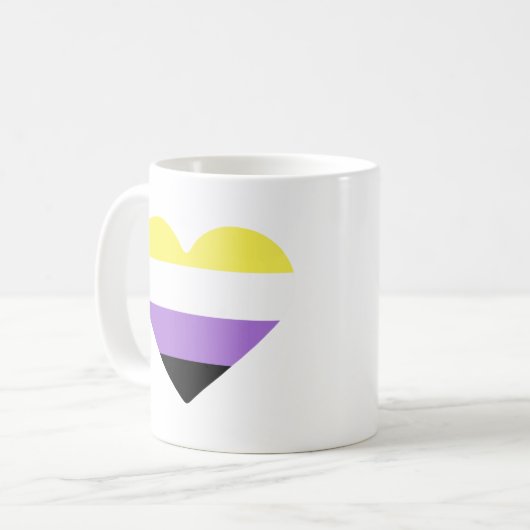 Flag-Herz für nichtbinäre Pride Kaffeetasse (Vorderseite Links)