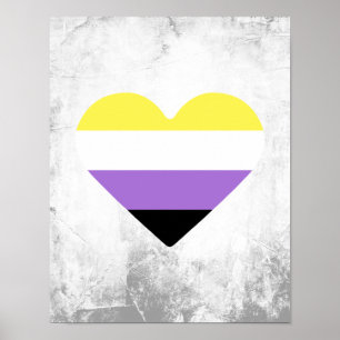 Flag-Herz für nichtbinäre Pride Poster