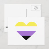 Flag-Herz für nichtbinäre Pride Postkarte (Vorne/Hinten)