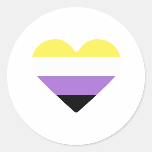 Flag-Herz für nichtbinäre Pride Runder Aufkleber (Vorderseite)