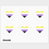 Flag-Herz für nichtbinäre Pride Runder Aufkleber (Blatt)