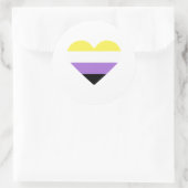 Flag-Herz für nichtbinäre Pride Runder Aufkleber (Tasche)