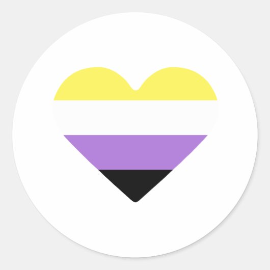 Flag-Herz für nichtbinäre Pride Runder Aufkleber (Vorderseite)
