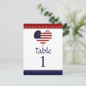 Flag Herz Patriotic Party Tischnummer Cards (Stehend Vorderseite)
