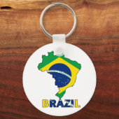 Flag in Map of Brazil Schlüsselanhänger (Vorderseite)