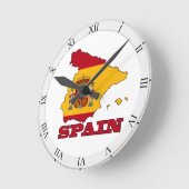 Flag in Map of Spain Runde Wanduhr (Winkel)