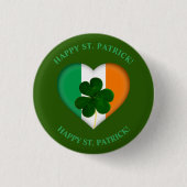 Flag Irland Herz mit Kleeblatt St. Patrick Button (Vorderseite)