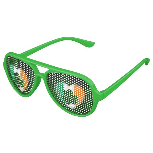 Flag Irland Herz mit Kleeblatt St. Patrick Partybrille (Schrägansicht)