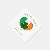 Flag Irland Herz mit Kleeblatt St. Patrick Serviette (Ecke)