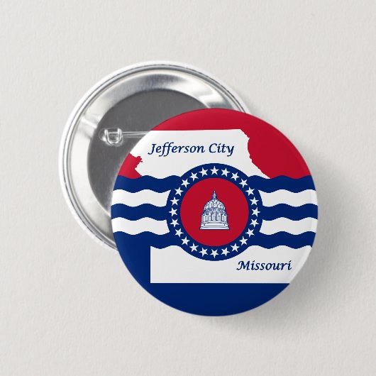 Flag Jefferson City, Missouri Pinback Button (Vorne & Hinten)