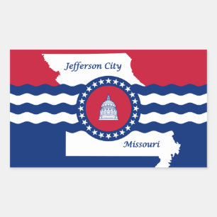 Flag Jefferson City, Missouri rechteckiger Stick Aufkleber